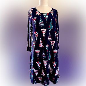 Christmas Tree Print Black Red and Green Dress North Pole Company Medium